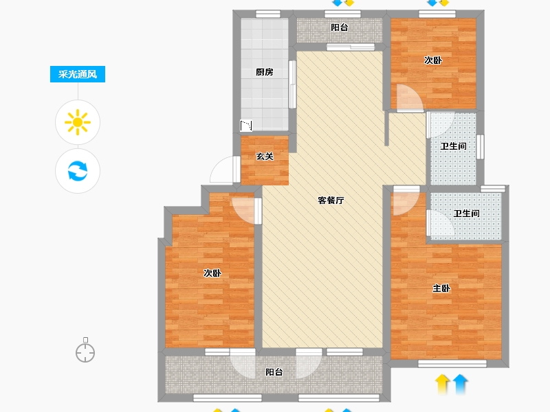 山东省-济南市-中海华山珑玺-97.63-户型库-采光通风