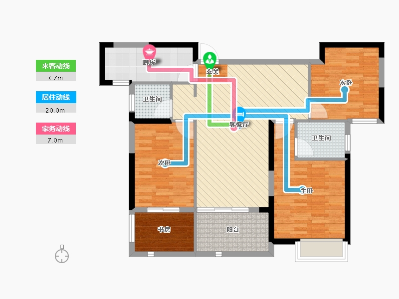 湖南省-湘潭市-湾田九华湖壹号-90.34-户型库-动静线