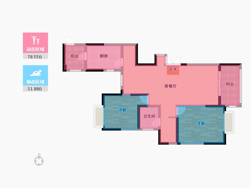 江苏省-苏州市-玲珑湾花园-二区-96.50-户型库-动静分区