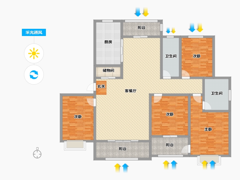 山东省-济宁市-书香名邸小区-180.00-户型库-采光通风