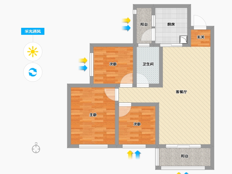 四川省-宜宾市-锦悦府-70.48-户型库-采光通风