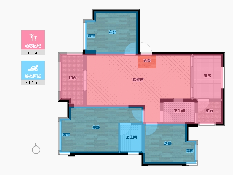 贵州省-遵义市-凯莱国际2期-87.77-户型库-动静分区