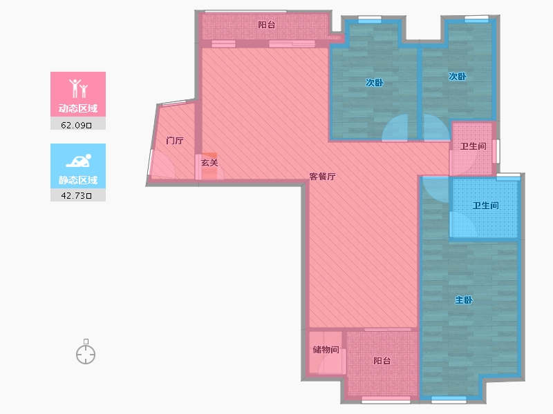 湖北省-武汉市-怡景江南-93.59-户型库-动静分区