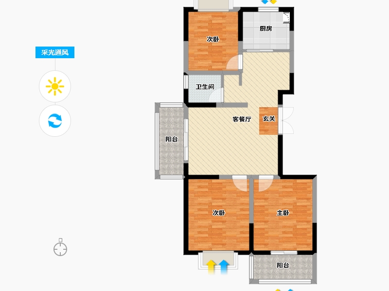 江苏省-盐城市-奥大名居-89.41-户型库-采光通风