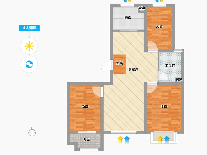 河北省-沧州市-长芦华苑-72.10-户型库-采光通风