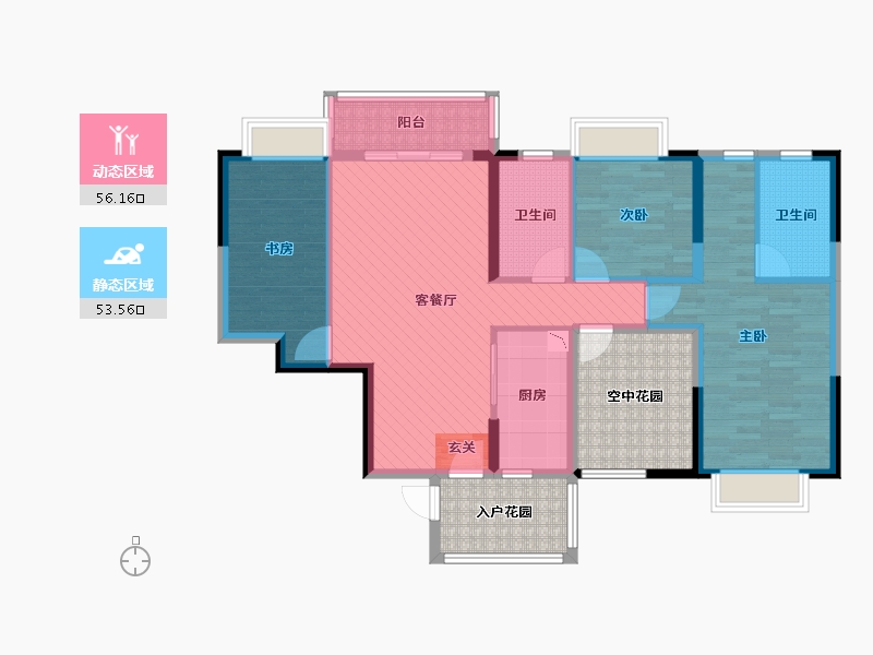 广东省-江门市-珠江御景山庄-113.78-户型库-动静分区