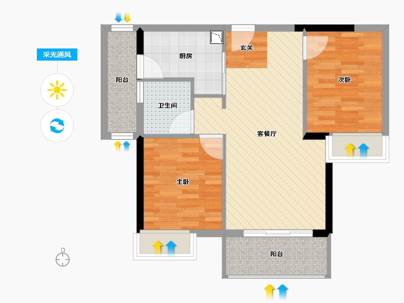 广东省-东莞市-富盈盈翠曦园-60.74-户型库-采光通风