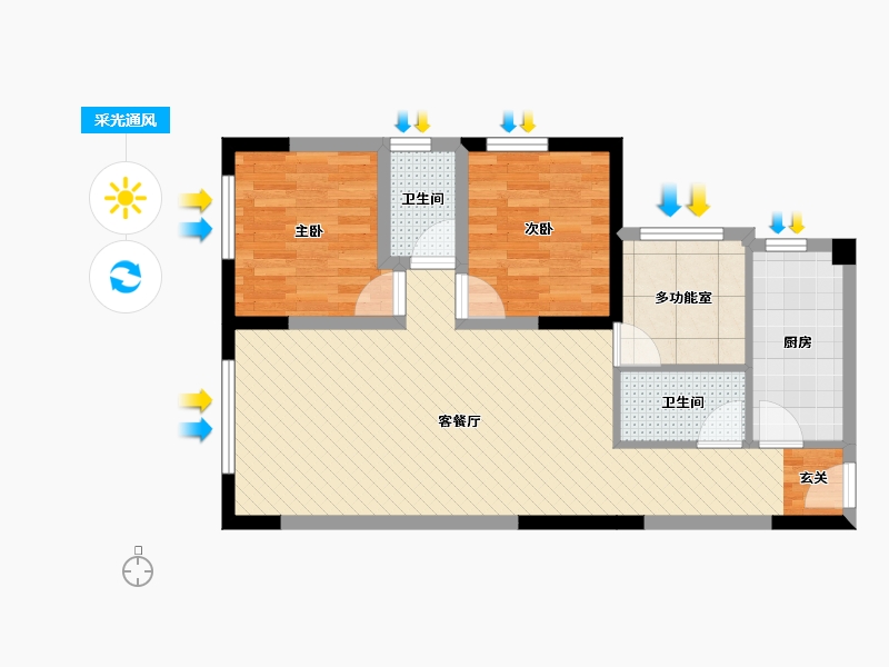 四川省-内江市-山水豪庭-69.54-户型库-采光通风