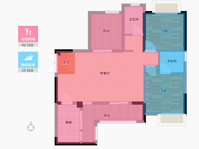 重庆-重庆市-合川江南印象-76.48-户型库-动静分区