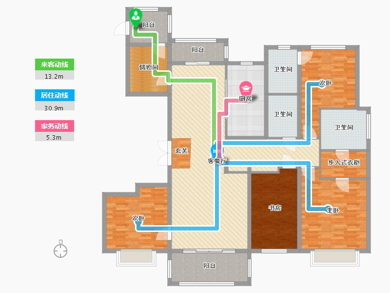 湖北省-武汉市-万达御湖壹号-175.23-户型库-动静线