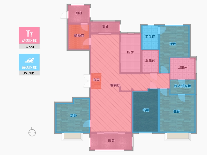 湖北省-武汉市-万达御湖壹号-175.23-户型库-动静分区