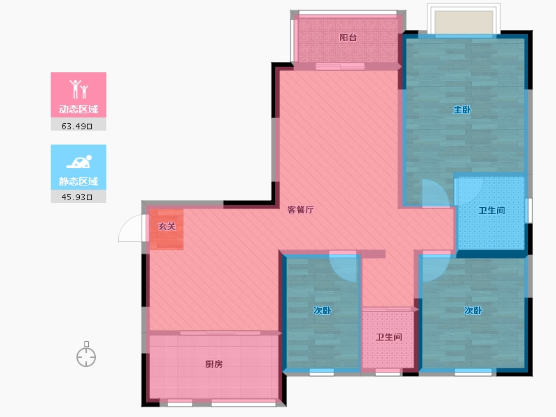 上海-上海市-锦乐馨苑-96.63-户型库-动静分区