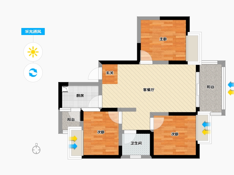 四川省-成都市-东汇家园-62.42-户型库-采光通风