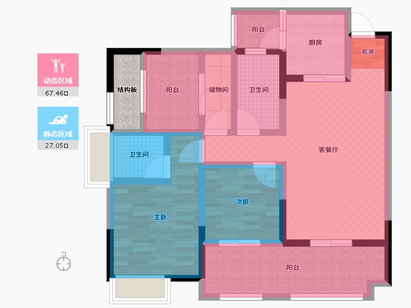 四川省-广元市-巴黎时光-82.36-户型库-动静分区