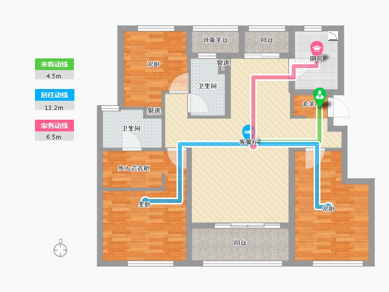 浙江省-台州市-朗成公馆-95.41-户型库-动静线