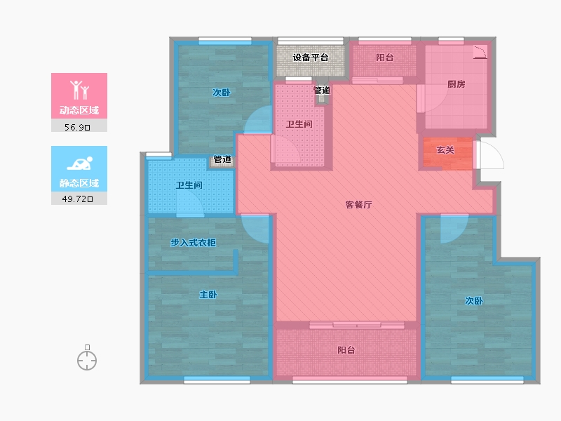 浙江省-台州市-朗成公馆-95.41-户型库-动静分区