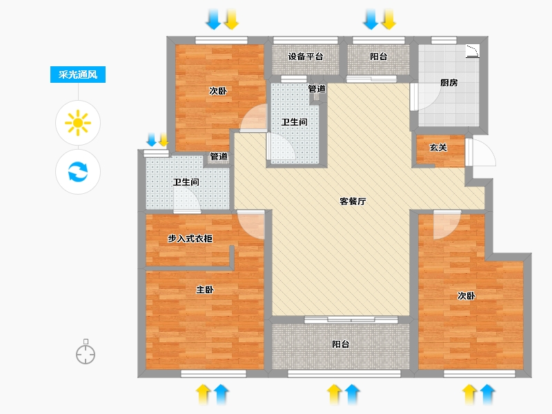 浙江省-台州市-朗成公馆-95.41-户型库-采光通风