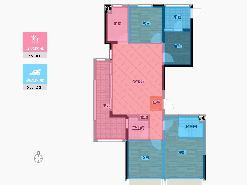 浙江省-宁波市-融创涌宁府-93.23-户型库-动静分区