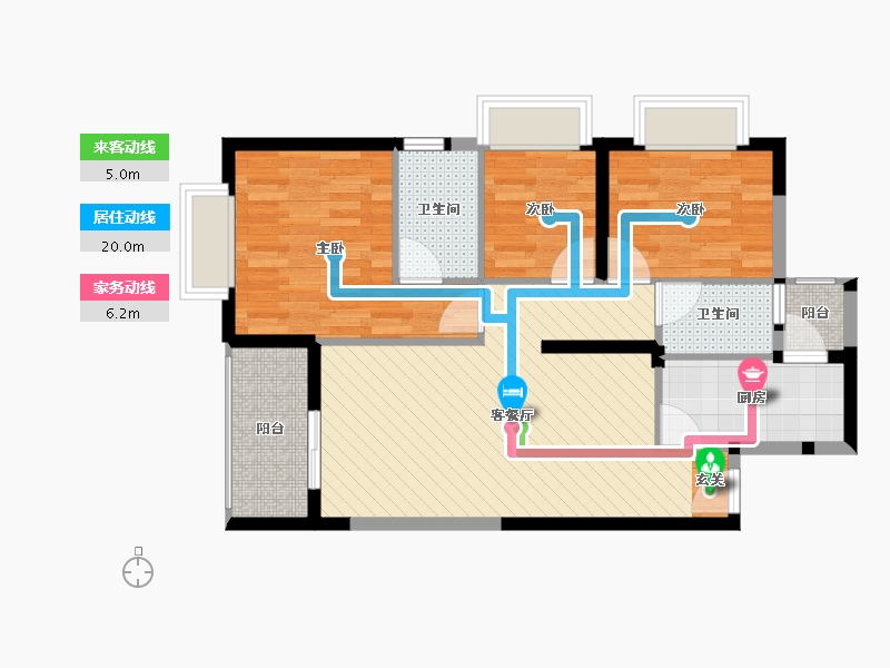 陕西省-西安市-西安印象城公寓龙首原地铁站店-74.74-户型库-动静线