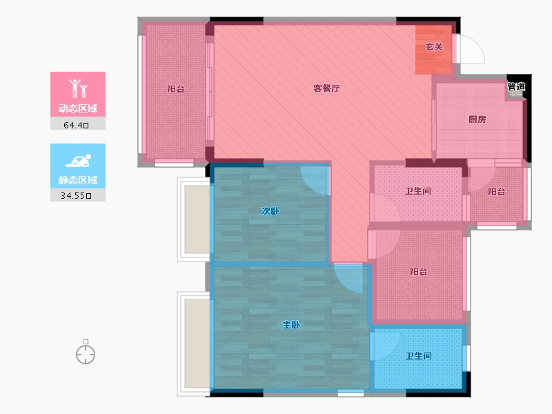 广东省-佛山市-樵汇花园-87.28-户型库-动静分区