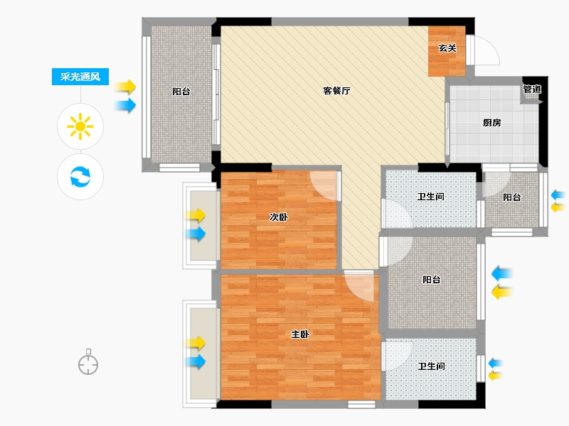 广东省-佛山市-樵汇花园-87.28-户型库-采光通风