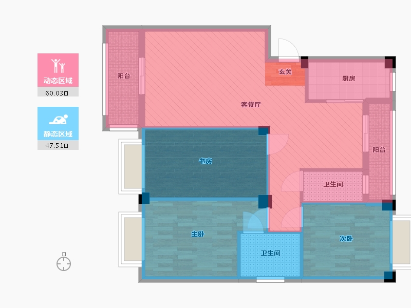 湖北省-黄冈市-林业小区-96.00-户型库-动静分区