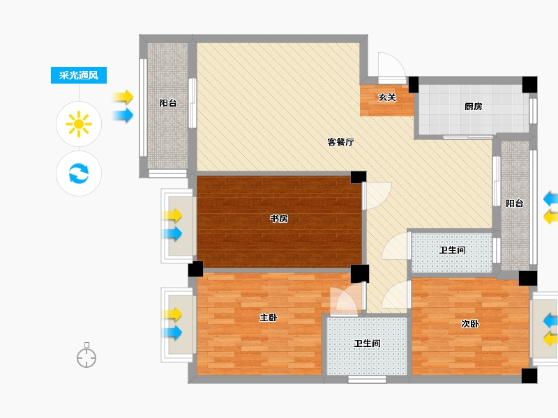 湖北省-黄冈市-林业小区-96.00-户型库-采光通风