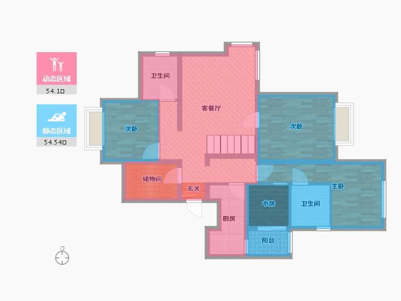 上海-上海市-绿地东岸涟城南岸-93.86-户型库-动静分区