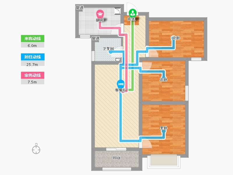 陕西省-西安市-唐顿庄园-74.88-户型库-动静线