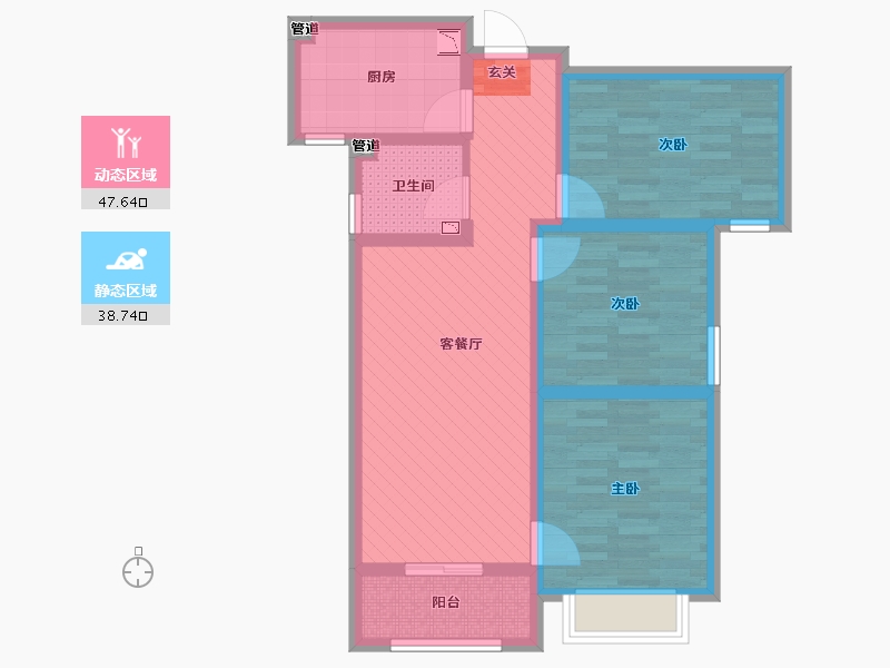 陕西省-西安市-唐顿庄园-74.88-户型库-动静分区