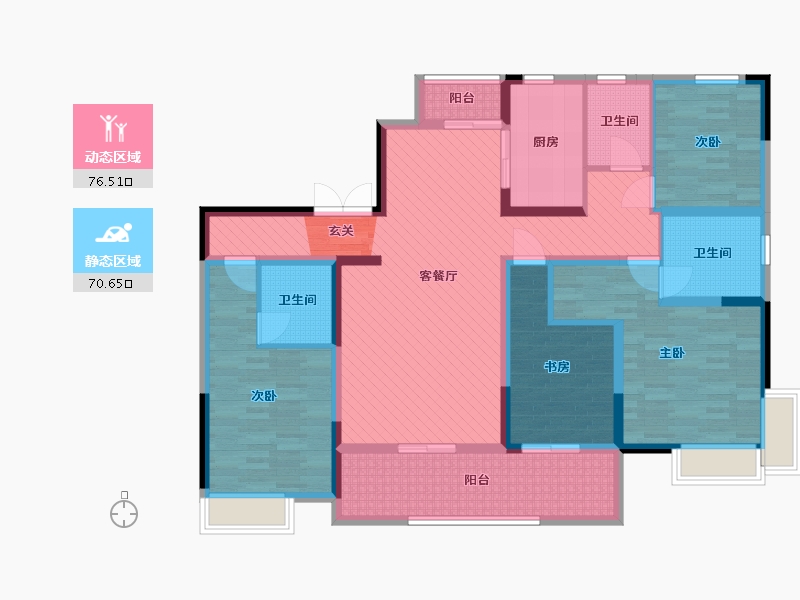 陕西省-西安市-翡丽曲江-128.33-户型库-动静分区