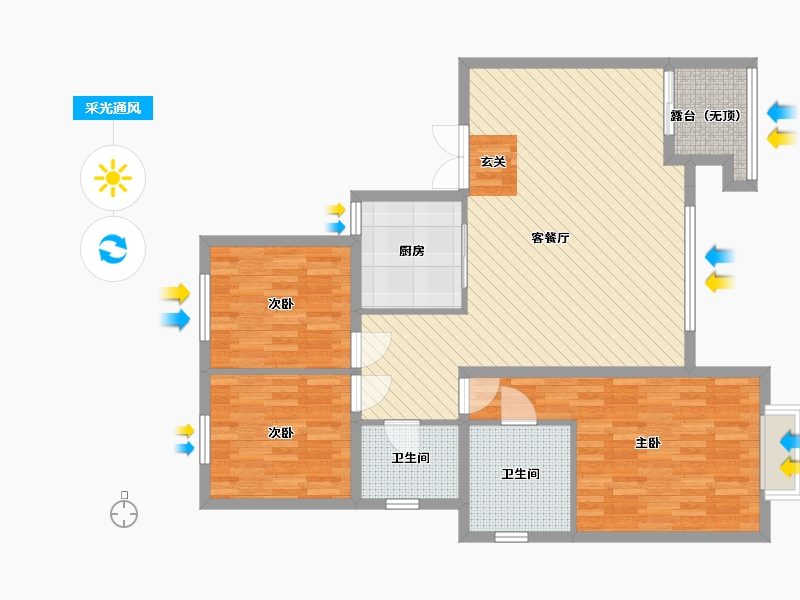 河北省-保定市-鸿坤理想湾-102.80-户型库-采光通风