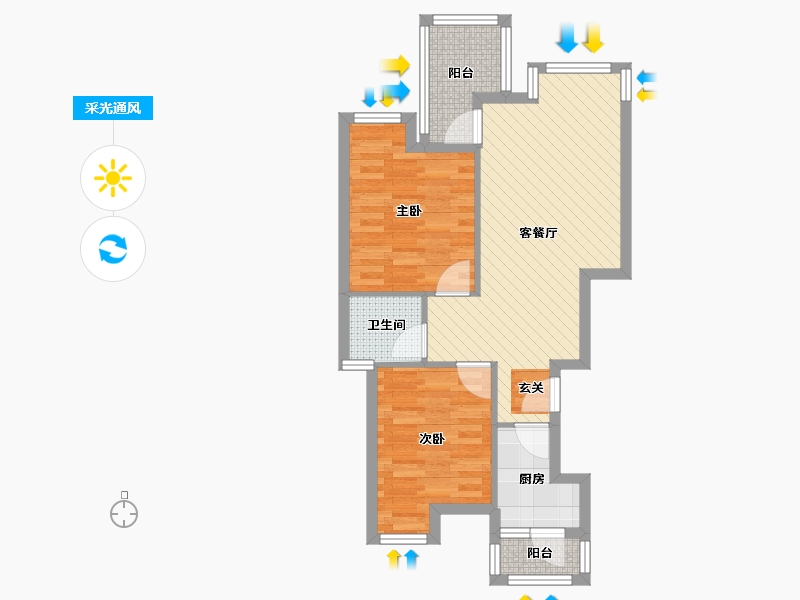 四川省-成都市-蓝谷地一期-62.58-户型库-采光通风