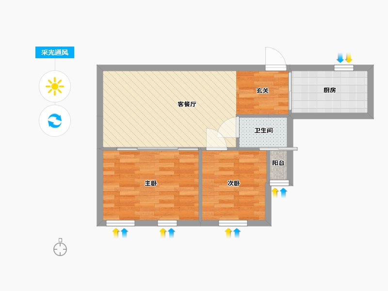 湖北省-武汉市-七里香苑-48.26-户型库-采光通风