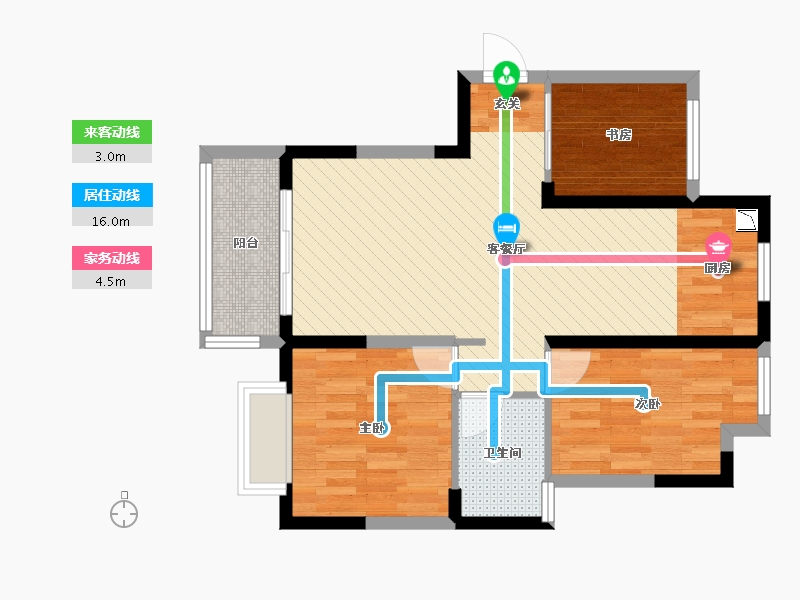 湖南省-长沙市-洋湖时代广场-68.50-户型库-动静线