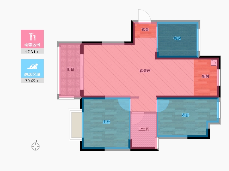 湖南省-长沙市-洋湖时代广场-68.50-户型库-动静分区