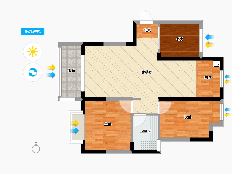 湖南省-长沙市-洋湖时代广场-68.50-户型库-采光通风