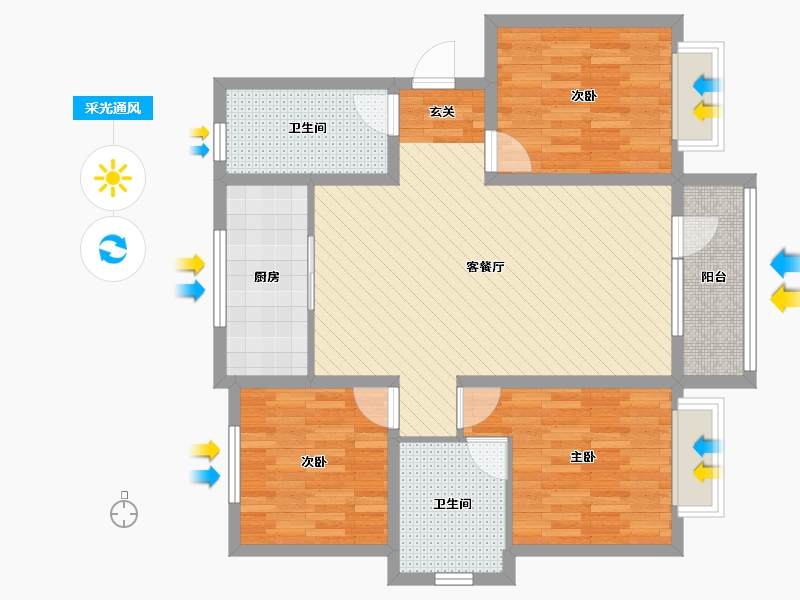 山东省-青岛市-奥润和府-91.15-户型库-采光通风