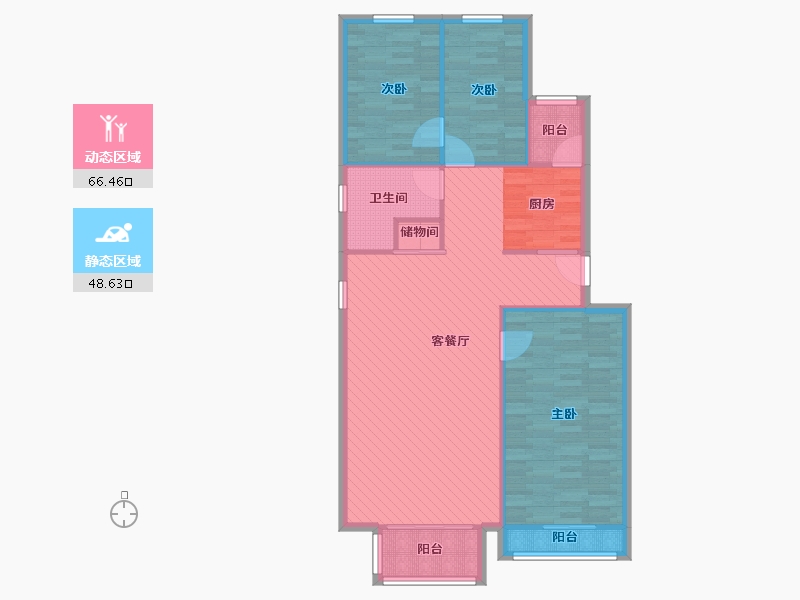 北京-北京市-和谐家园二区-104.67-户型库-动静分区