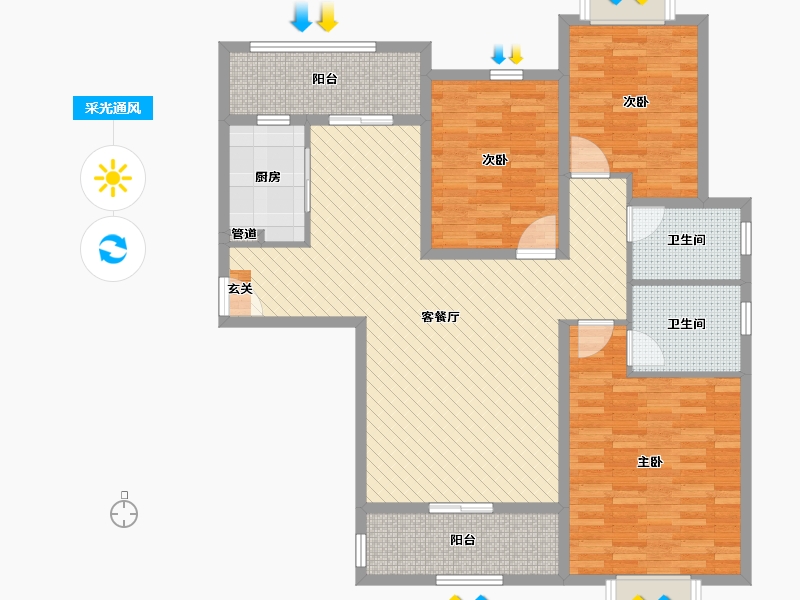 河南省-三门峡市-锦悦华庭-120.00-户型库-采光通风