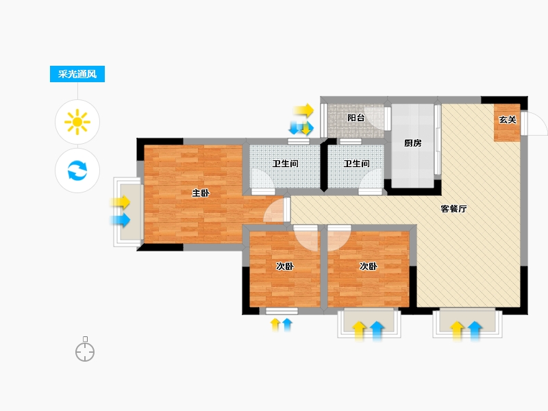 重庆-重庆市-巴山-73.55-户型库-采光通风