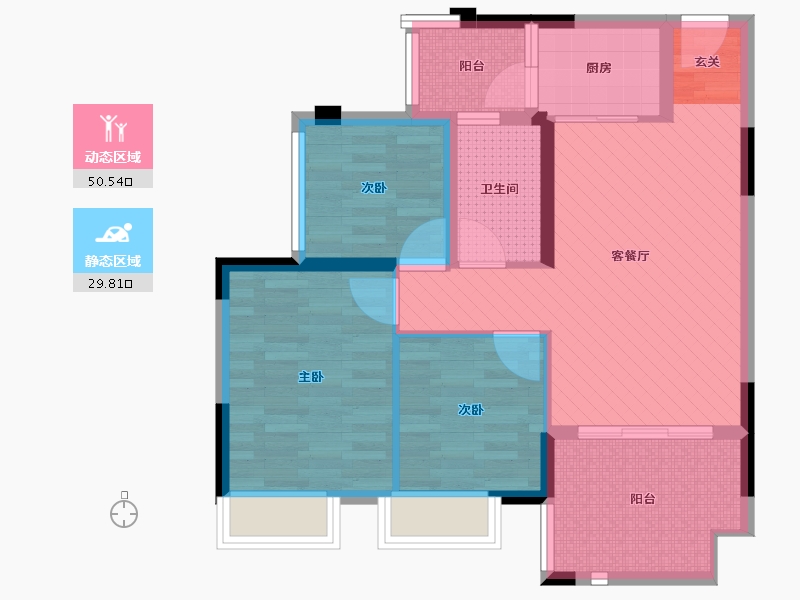 广西壮族自治区-南宁市-良庆天誉花园-69.88-户型库-动静分区