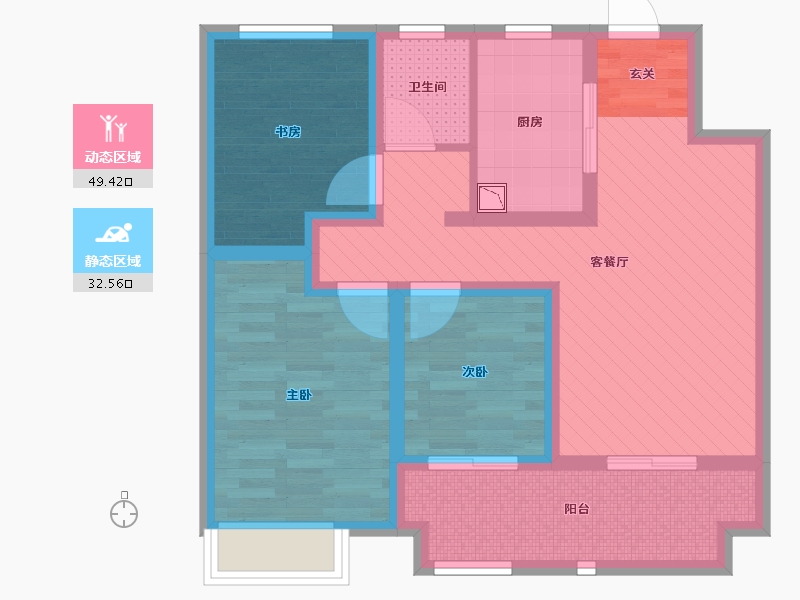 江苏省-苏州市-昆山公元壹号小区-70.00-户型库-动静分区