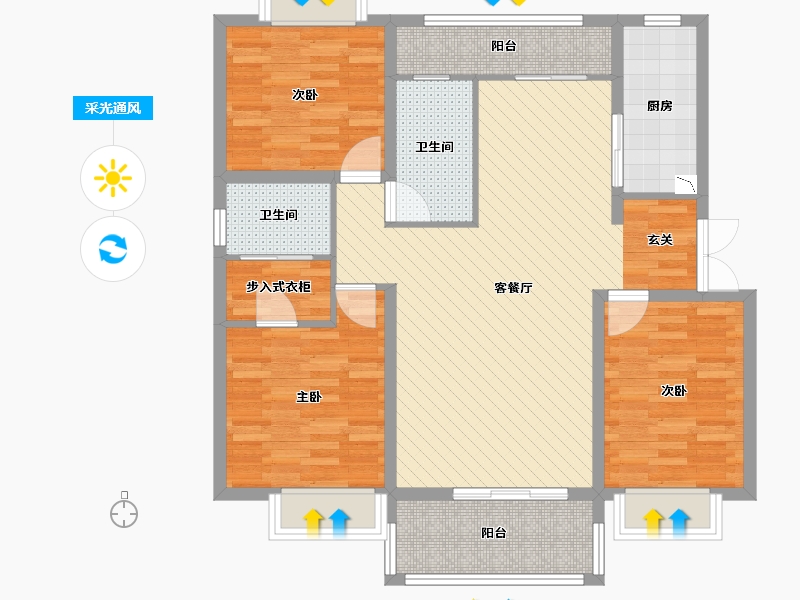 陕西省-渭南市-曦和公馆-99.99-户型库-采光通风