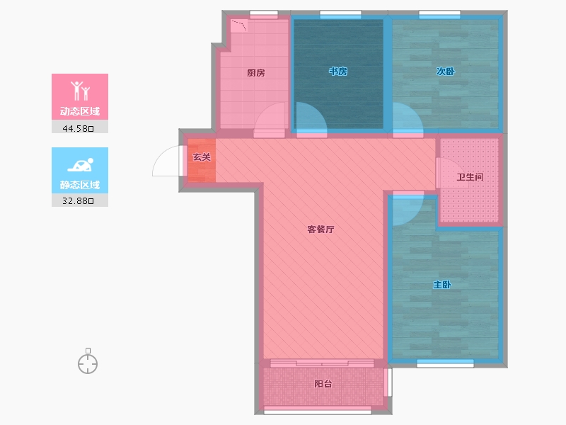 黑龙江省-哈尔滨市-松北-66.87-户型库-动静分区