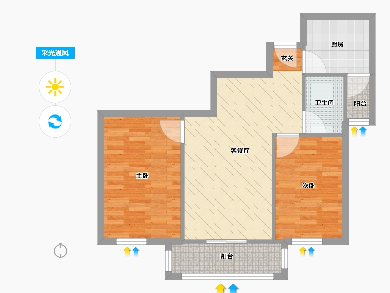 北京-北京市-东风家园-60.14-户型库-采光通风