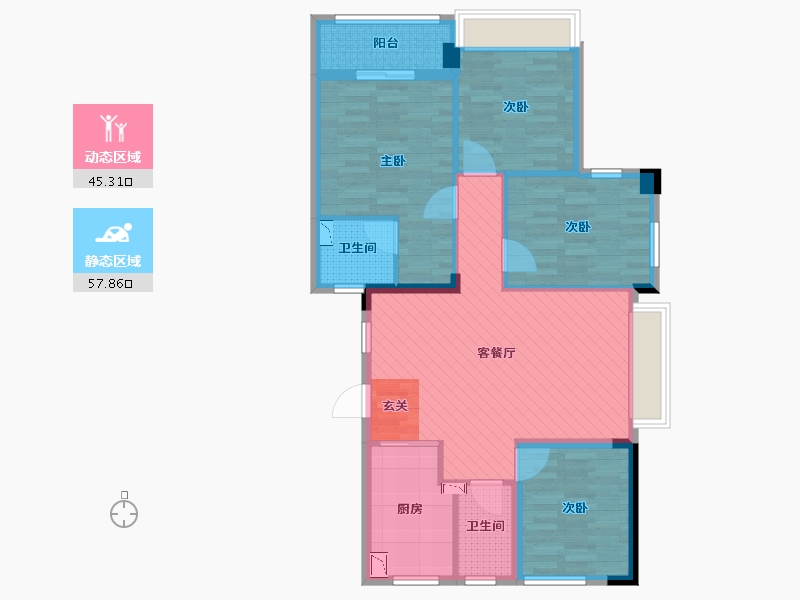 浙江省-杭州市-建德玉兰花园-91.69-户型库-动静分区