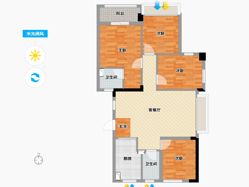 浙江省-杭州市-建德玉兰花园-91.69-户型库-采光通风