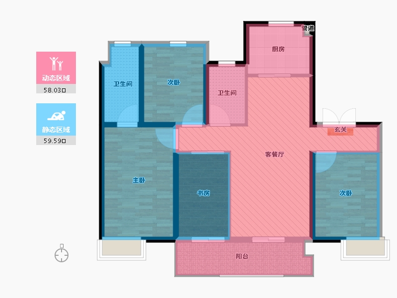 江苏省-无锡市-蓝光雍锦园-104.00-户型库-动静分区