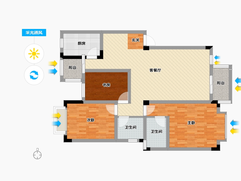 四川省-成都市-兰色空间如意府-97.97-户型库-采光通风